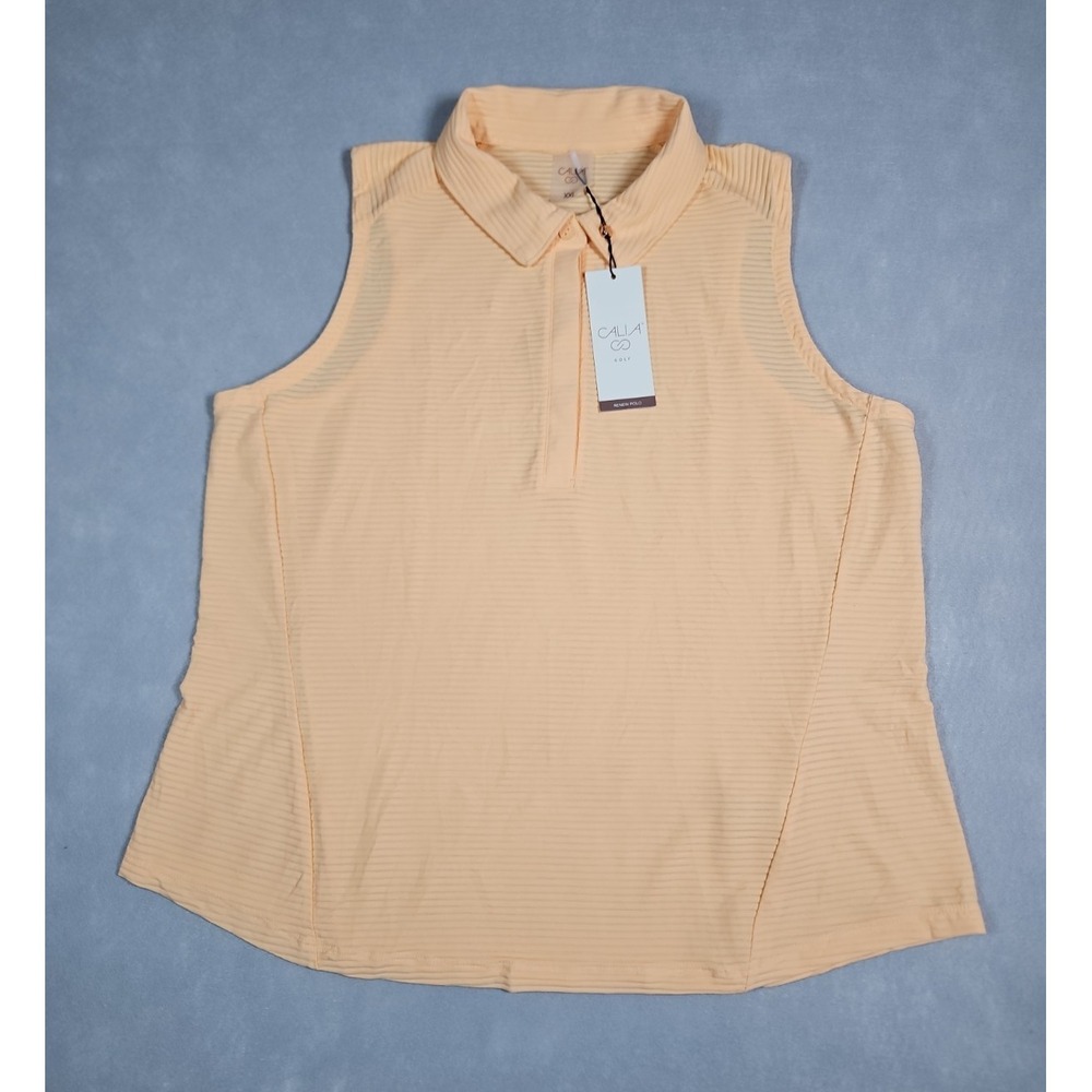 Calia Golf Womens Peach Sleeveless Renew Athletic Polo Top Size XXL NWT